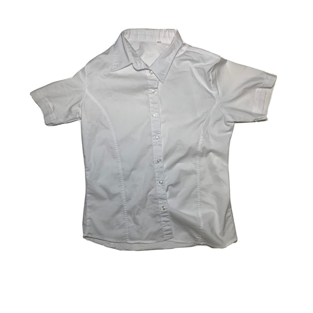 Women Short Sleeve White Dress Shirt Size Small - Picture 1 of 4